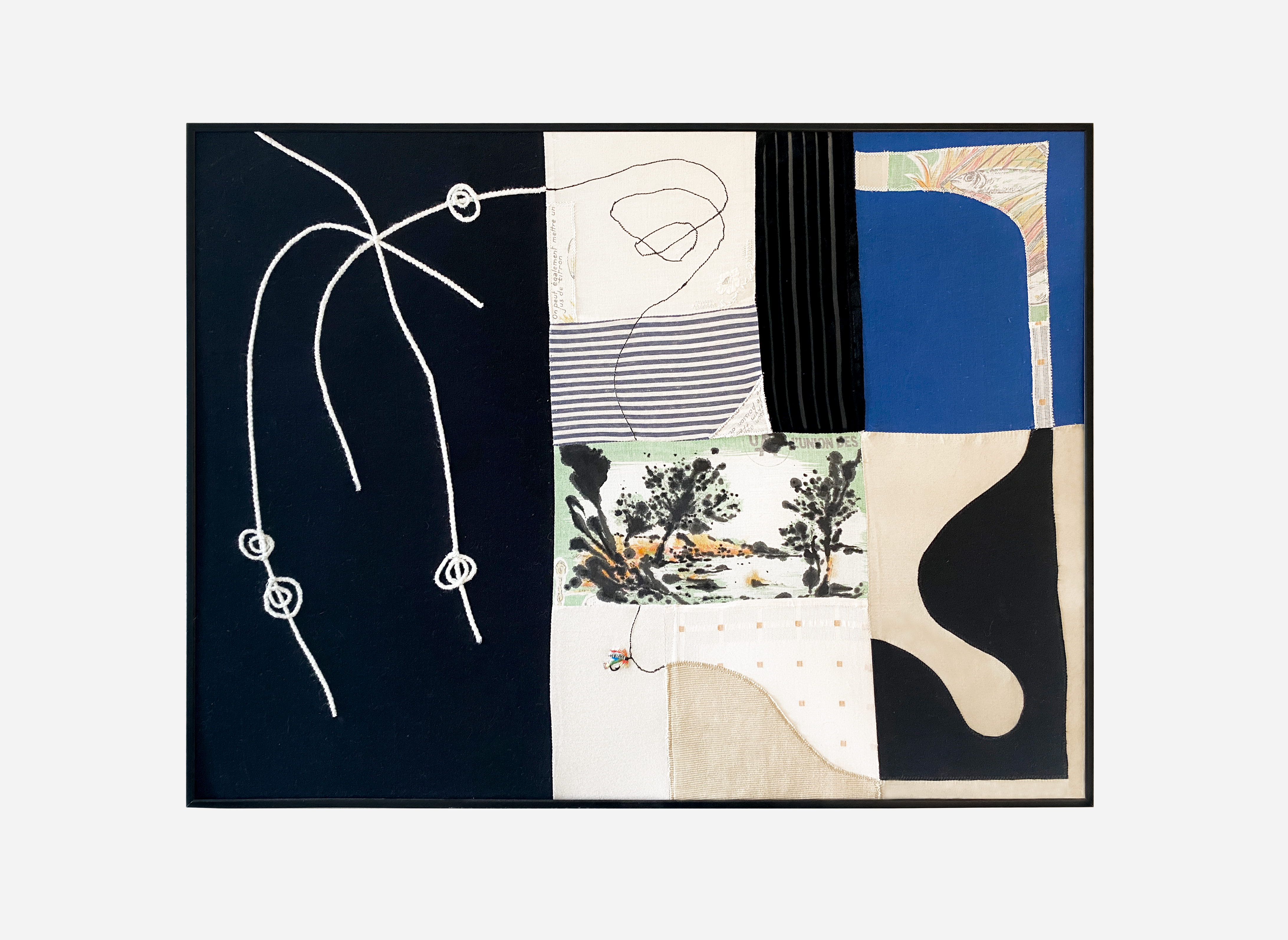 Loup grillé au fenouil • Patchwork and embroideries • 40 x 60 cm